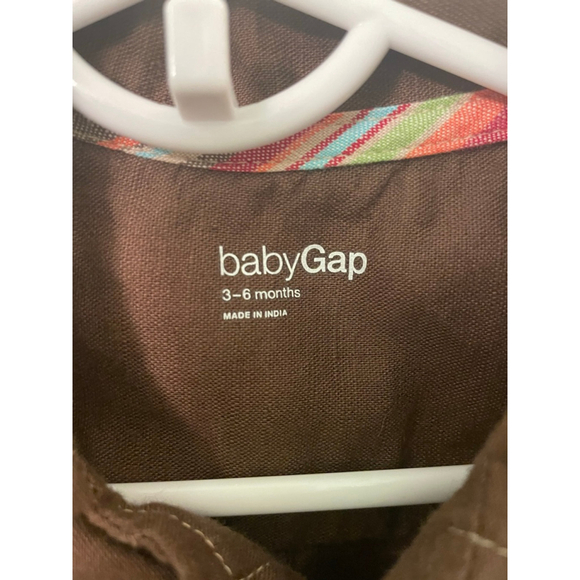 Vintage Baby babyGap Brown & Beige Embroidered Romper 3-6 Months One Piece - Picture 2 of 3